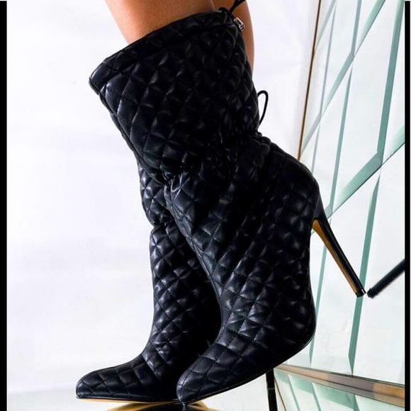 AKIRA “WE PAID” STILETTO BOOTIE IN BLACK - Picture 1 of 7